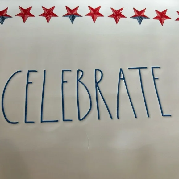 Rae Dunn Celebrate Platter with Red and Blue Stars - Picture 5 of 5